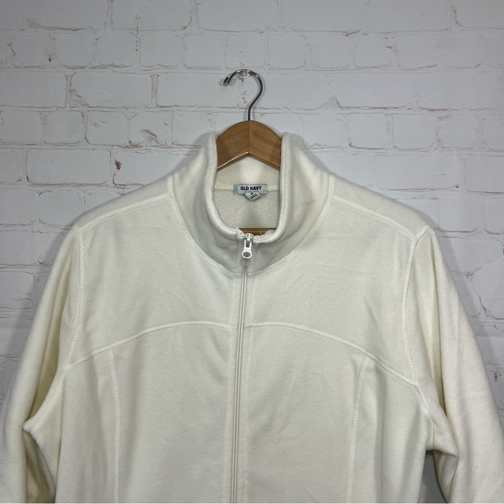 Old Navy Jacket Womens XL Ivory Zip Up Lightweight Fleece Long Sleeve Outdoor - Picture 2 of 8